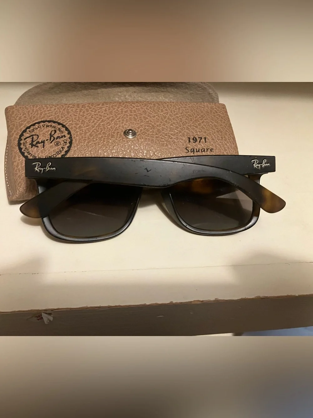Ray-Ban Black Frame Sunglasses with Gradient Brown Lenses
